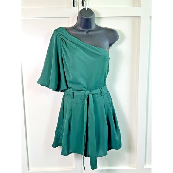 NWT-Entro Romper Womens Small Belted Flowy One Shoulder - Picture 1 of 11